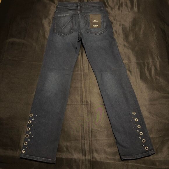 Hudson Nico Blue Denim Studded Cigarette Ankle Jeans - Picture 2 of 6